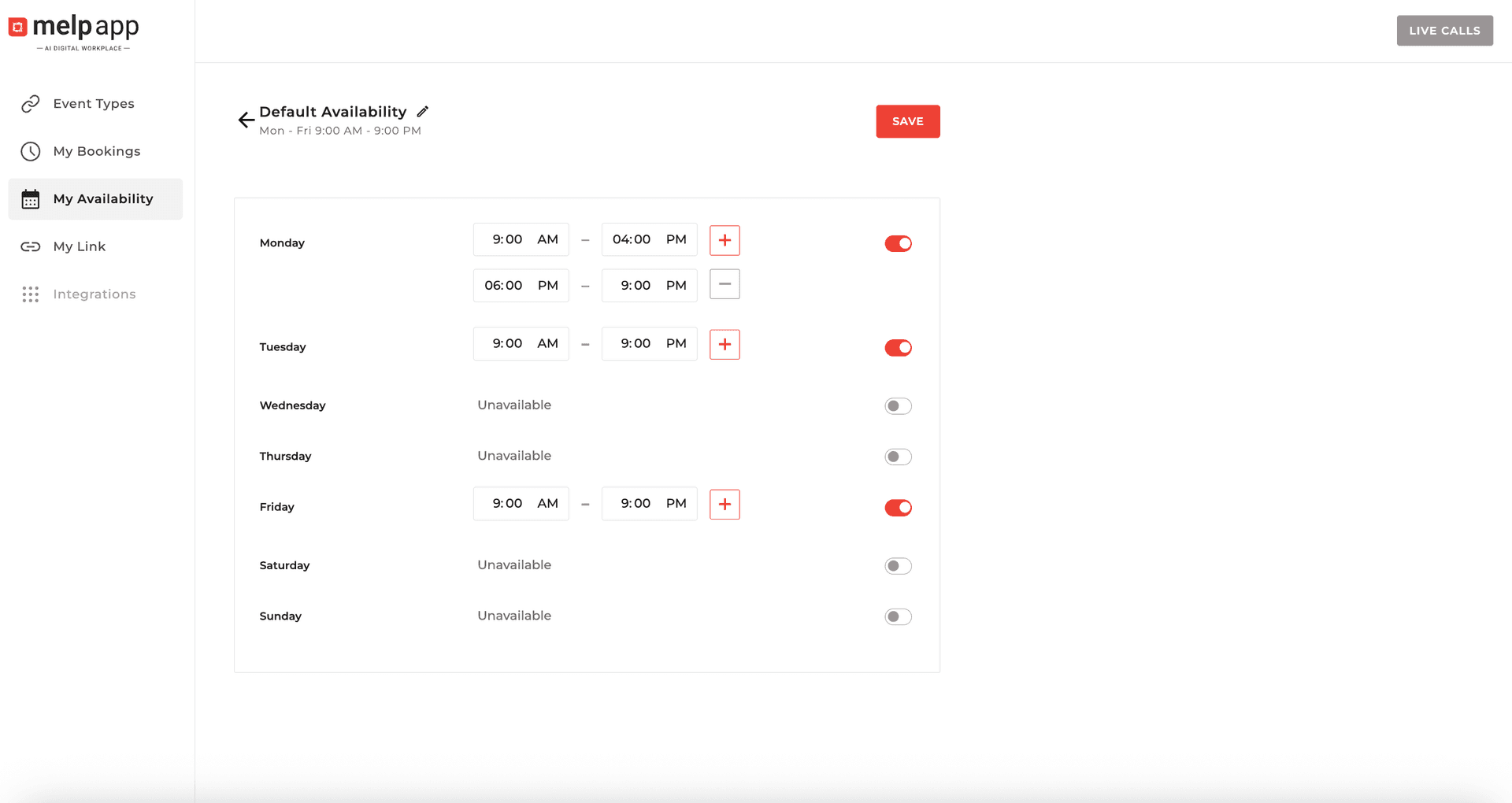 Availability slots