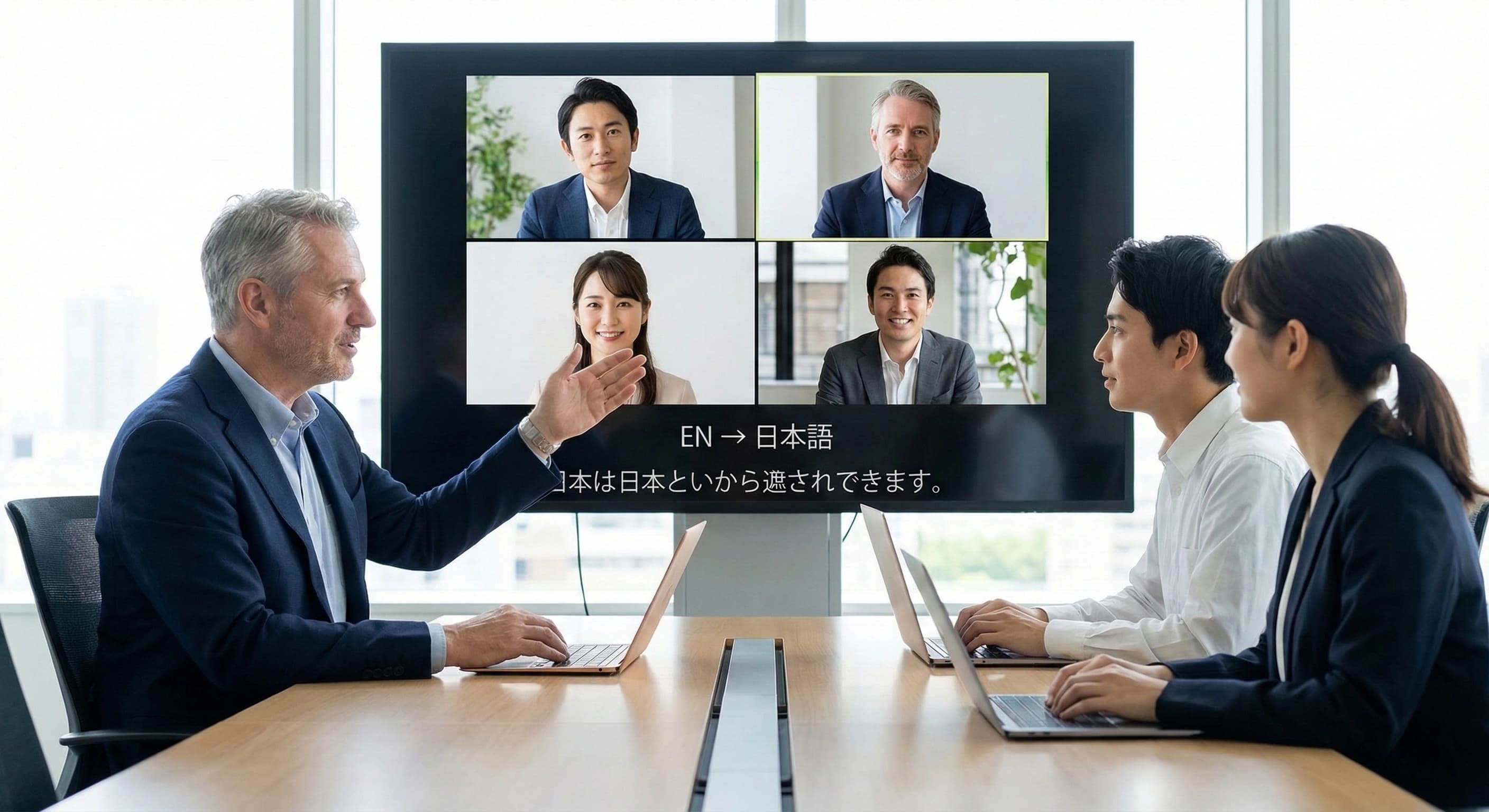 Consulting firm conducting multilingual client meetings
