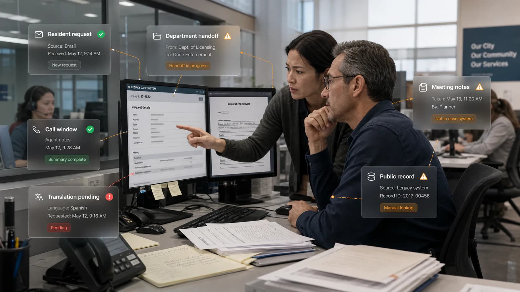 Government teams managing disconnected services, systems, and public records